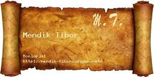 Mendik Tibor névjegykártya